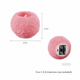 Lavish Home Rose Embossed Ball LED Flameless Candle with Remote, Rose Scented Real Wax thumbnail 2