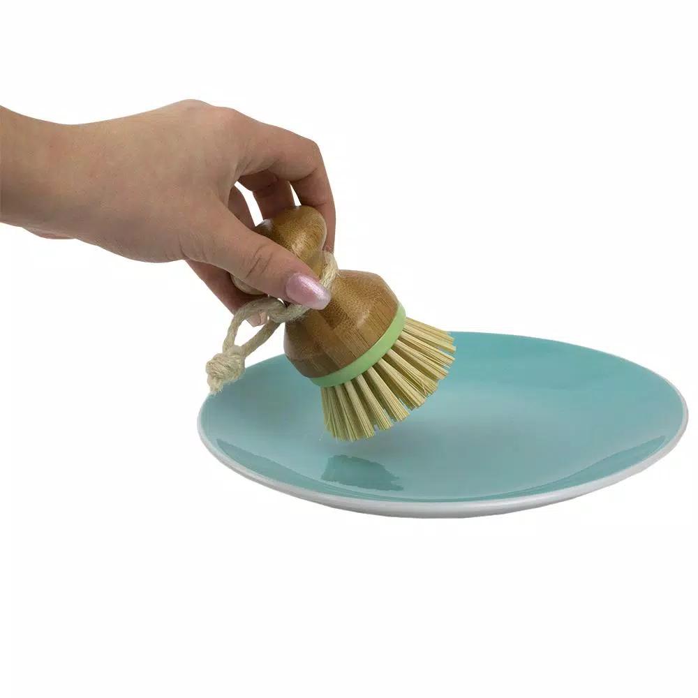 Home Basics Bliss Collection Bamboo Dishwashing Brush with Nylon Bristles