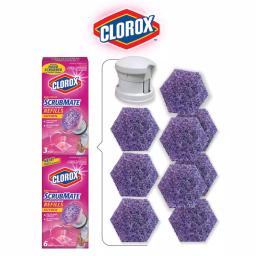 Unbranded Clorox Scrub Mate Kitchen Scrubber and Adapter Combo Pack with 9 Refill Pads thumbnail 2