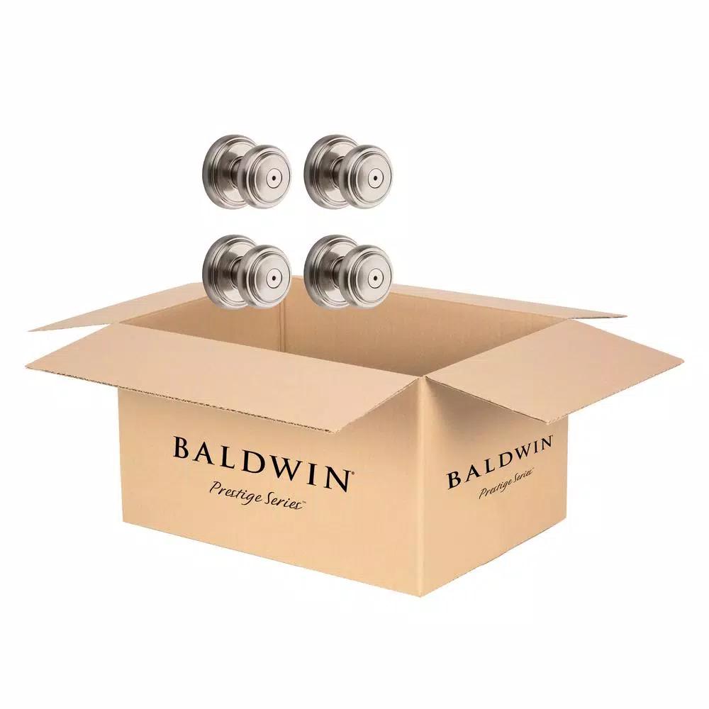Baldwin Prestige Alcott Satin Nickel Privacy Door Knob (4-Pack)