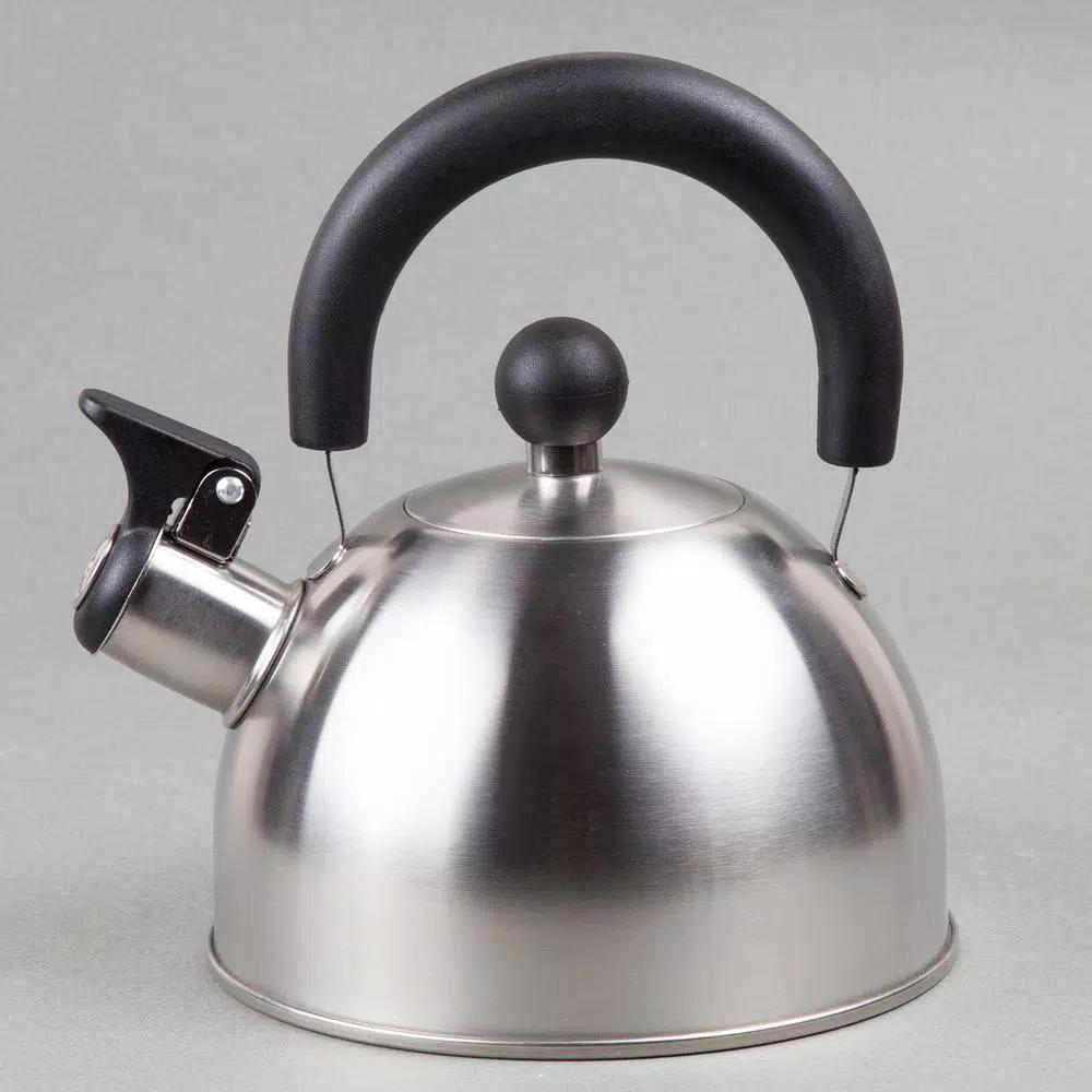 Creative Home Simplicity 6-Cup Brushed Stainless Steel Stovetop Tea Kettle with Whistle