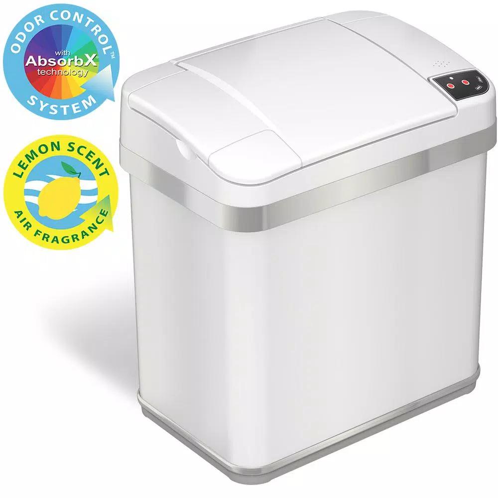 iTouchless 2.5 Gal. Pearl White Touchless Automatic Sensor Trash Can with Odor Filter and Fragrance