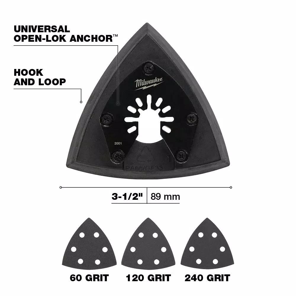 Milwaukee OPEN-LOK 3-1/2 in. Triangle Sanding Pad & Paper 10-Piece Variety Pack