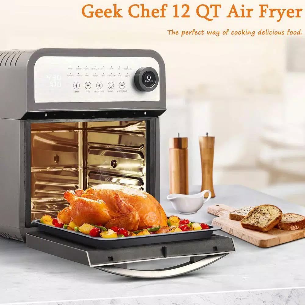 Geek Chef 12 Qt. Air Fryer Oven with Rotisserie, 1600W Multi-Function Countertop Oven with 16 Presets