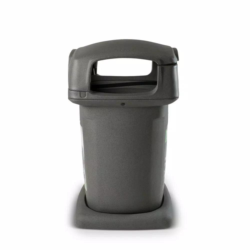 Toter 60 Gallon Heavy Duty Park Trash Can with Dome Lid and Bag Holder Straps, Gray
