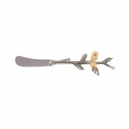 Fitz and Floyd Woodgrove 4-Piece Canape Knife Set with Antique Nickel Brass Handles thumbnail 2