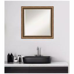 Amanti Art Manhattan 24 in. Square Bronze Wood Framed Beveled Edge Bathroom Vanity Mirror thumbnail 7