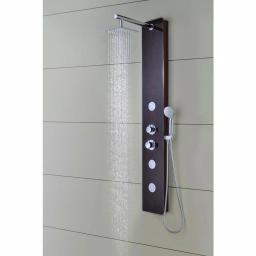ANZZI Pure 59 in. 3-Jet Full Body Shower Panel System, Mahogany Deco-Glass with Heavy Rain Head & Handheld Sprayer thumbnail 4