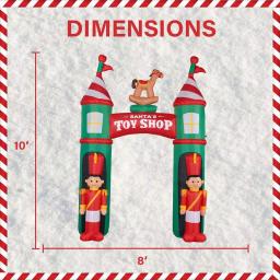 Fraser Hill Farm 10 ft. Santa's Toy Shop Archway Inflatable with White Lights thumbnail 3