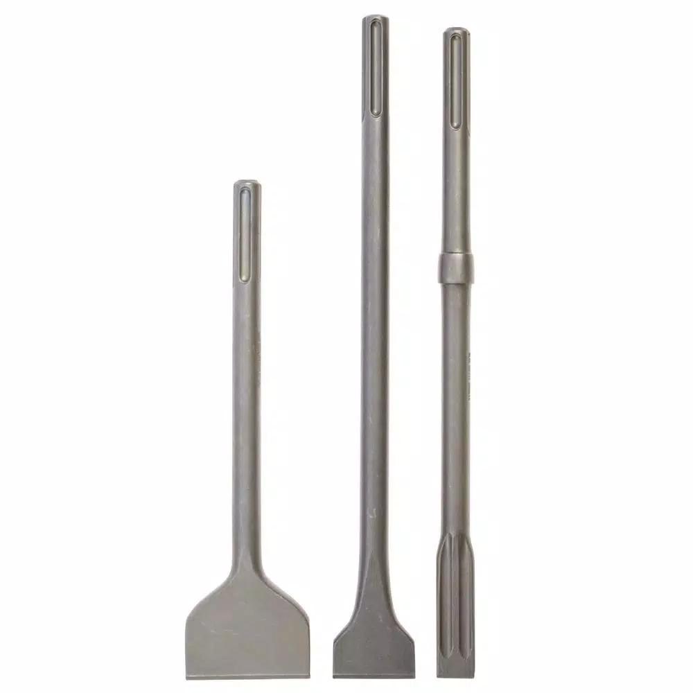 Thinset Removal Bit SDS Max Chisel Set, 3-Piece Tile and Scaling Chisel Set for Rotary or Demo Hammers