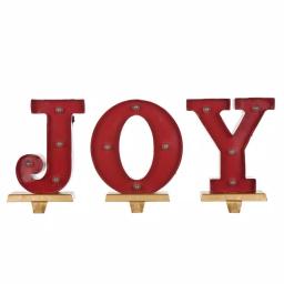 Glitzhome JOY Metal Stocking Holder Set of 3 - Illuminating Holiday Tabletop Decor thumbnail 2
