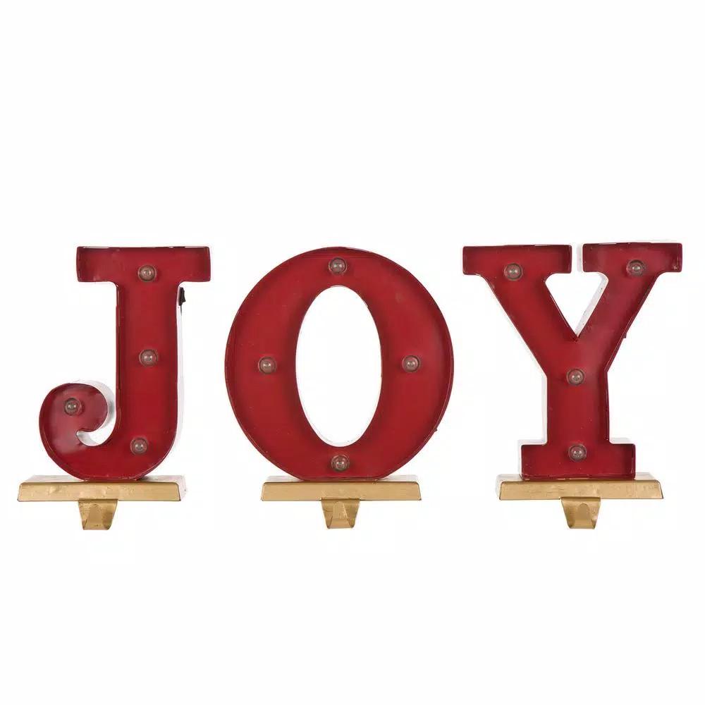 Glitzhome JOY Metal Stocking Holder Set of 3 - Illuminating Holiday Tabletop Decor
