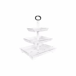 3R Studios White Decorative 3-Tier Tray - Rustic Distressed Wood and Metal Design thumbnail 2