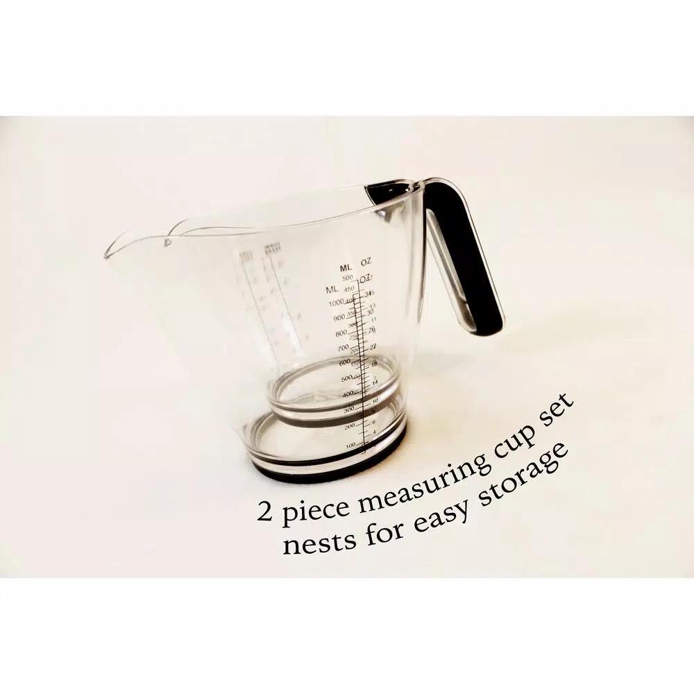 Cook Pro 2-Piece Plastic Measuring Cup Set with Non-Slip Grip Handles and Nesting Design