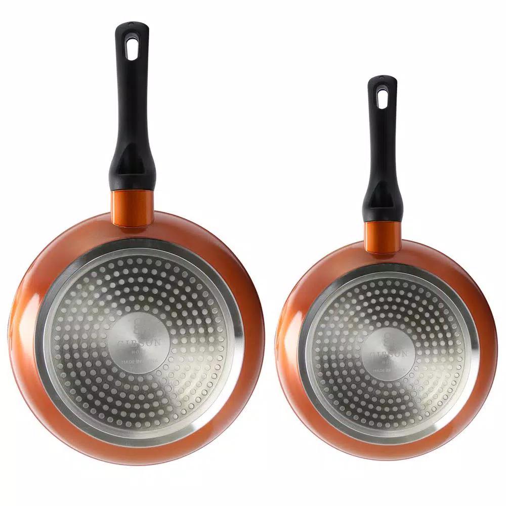 Gibson Home Hummington 2-Piece Aluminum Ceramic Nonstick Frying Pan Set, Metallic Copper