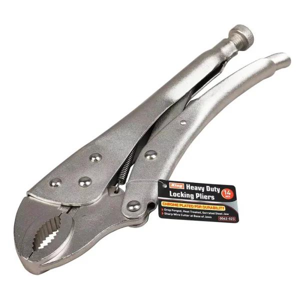 KING 14 in. Heavy-Duty Locking Pliers, Drop-Forged Carbon Steel with Chrome Finish