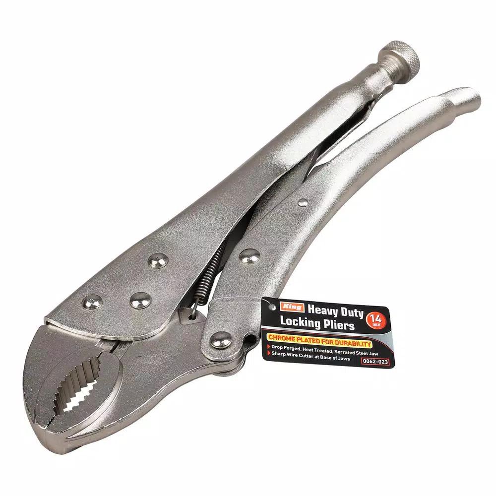 KING 14 in. Heavy-Duty Locking Pliers, Drop-Forged Carbon Steel with Chrome Finish