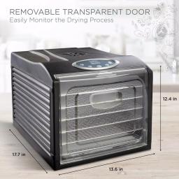 Ivation 6-Tray Stainless Steel Food Dehydrator Machine, 480W Digital Timer & Temperature Control thumbnail 4