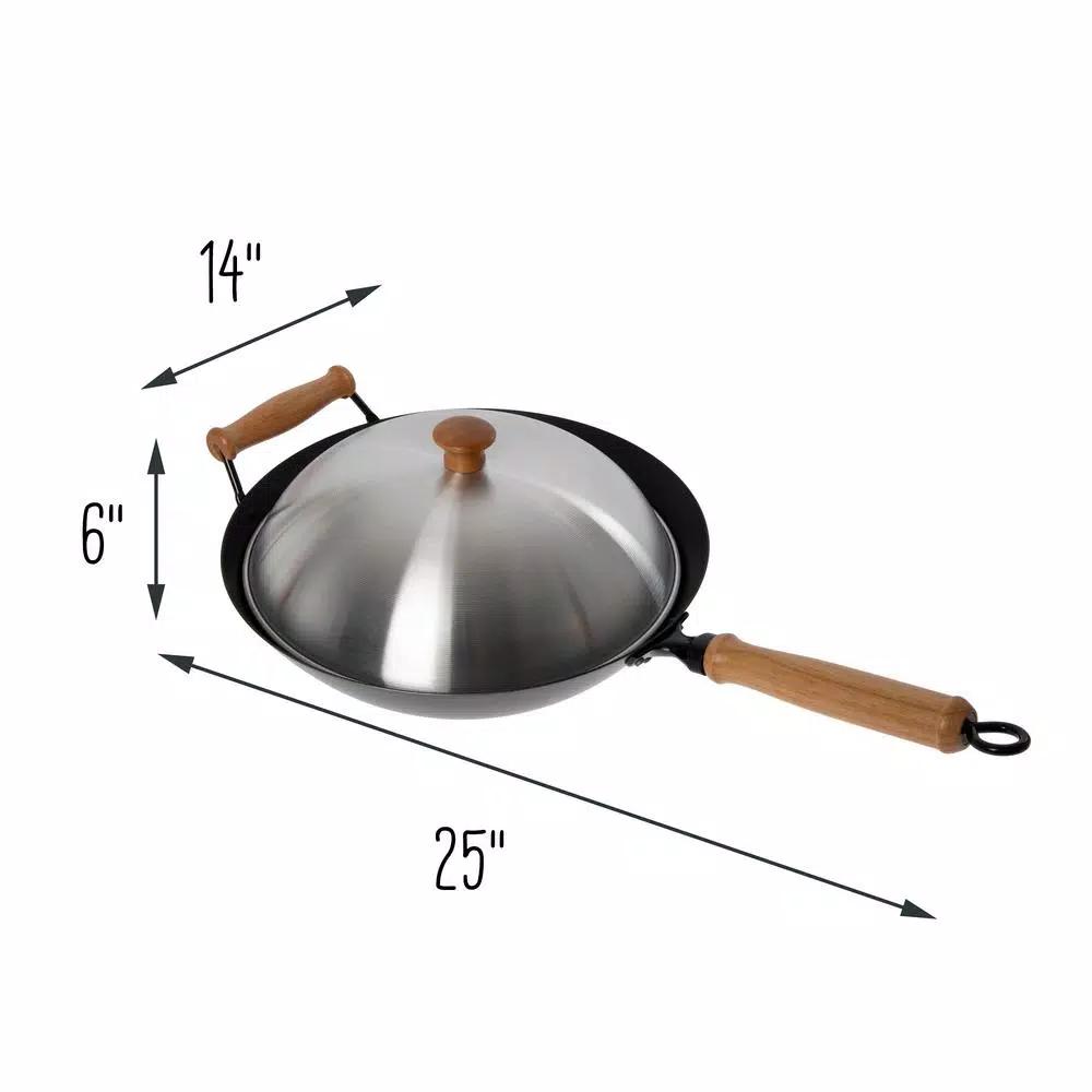 Honey-Can-Do Joyce Chen 10-Piece Carbon Steel Non-Stick Wok Set with Bamboo Accessories