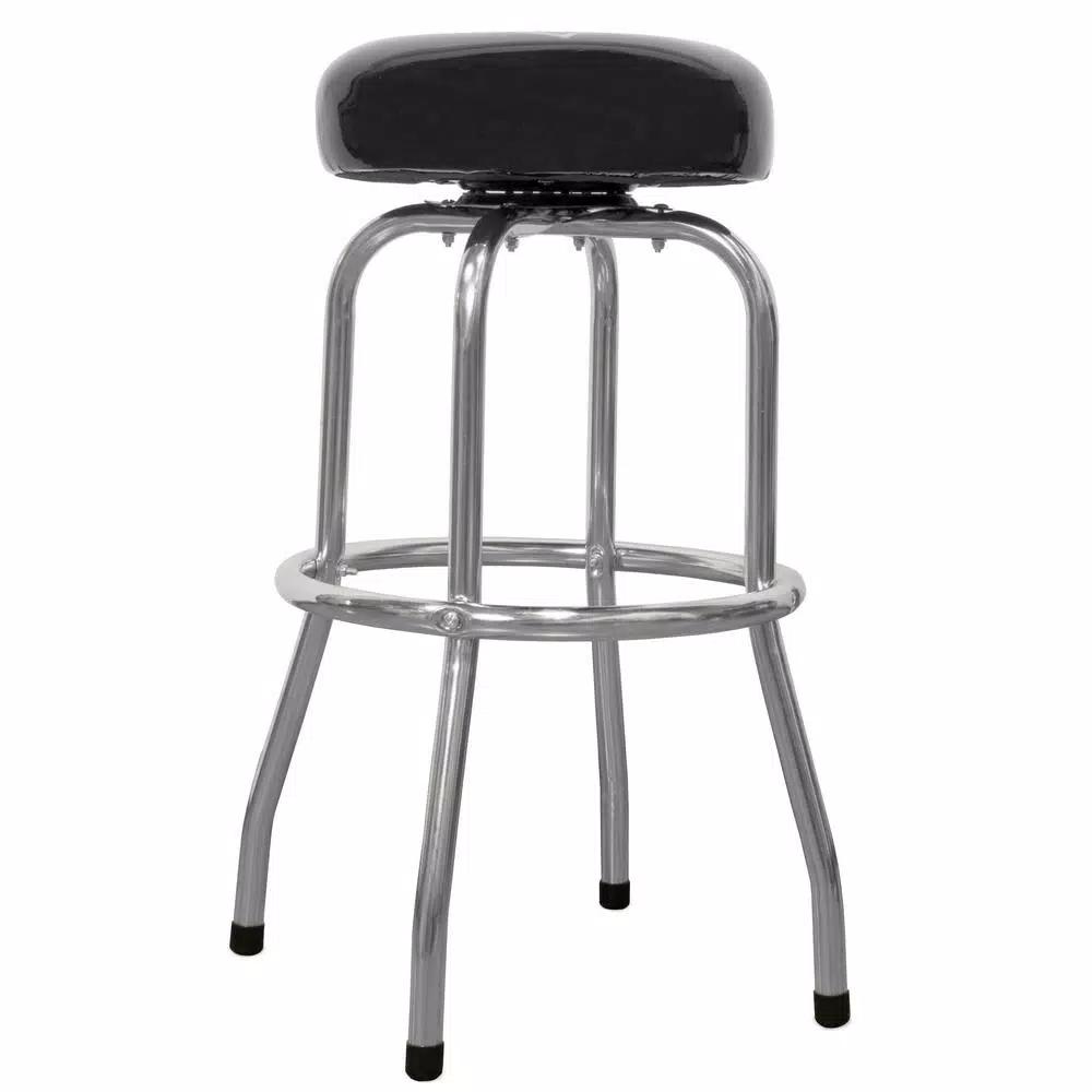 WEN 300 lb. Capacity Chrome-Plated Swivel Shop Bar Stool with Padded Vinyl Cushion