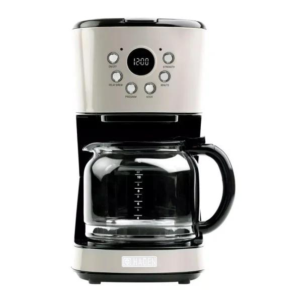 Haden 12-Cup Retro Style Programmable Drip Coffee Maker with Strength Control, Putty