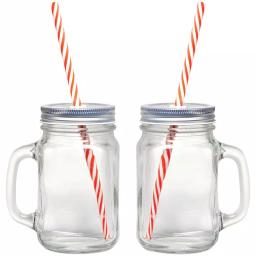 Starfrit Gourmet By Starfrit 12-Piece Glass Mason Jar Mug Set with Lids and Reusable Straws, 16 oz. thumbnail 2