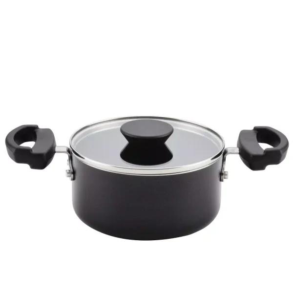 Farberware Neat Nest 1.5 Qt. Aluminum Nonstick Saucepot with Glass Lid, Black