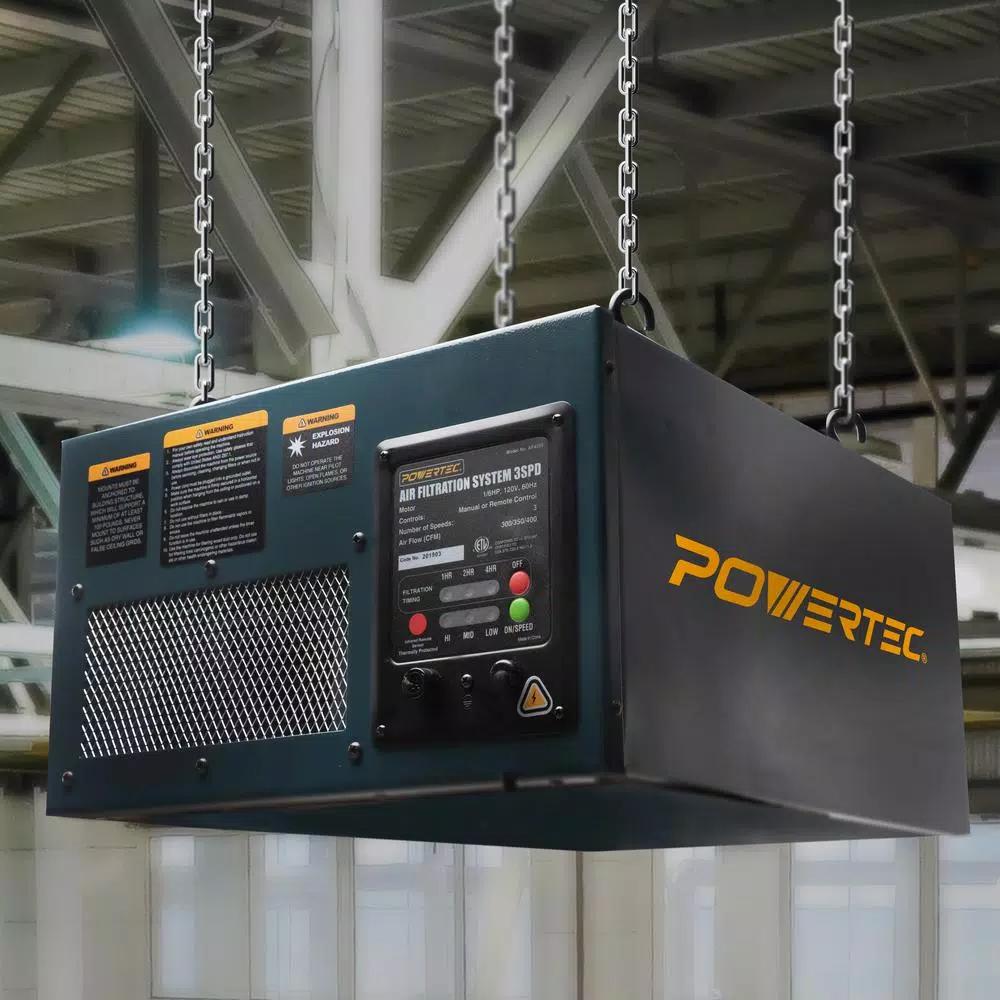 POWERTEC 3-Speed Remote Controlled Air Filtration System (300/350/400 CFM)
