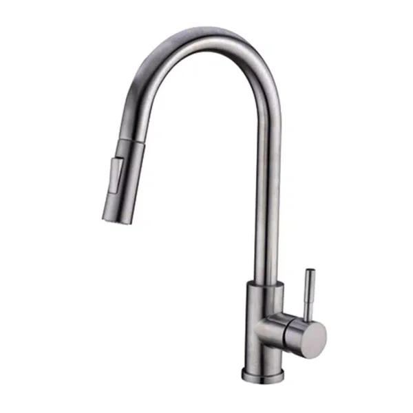 Vanity Art Chrome Single-Handle Pull-Down Kitchen Faucet with 360° Swivel Spout