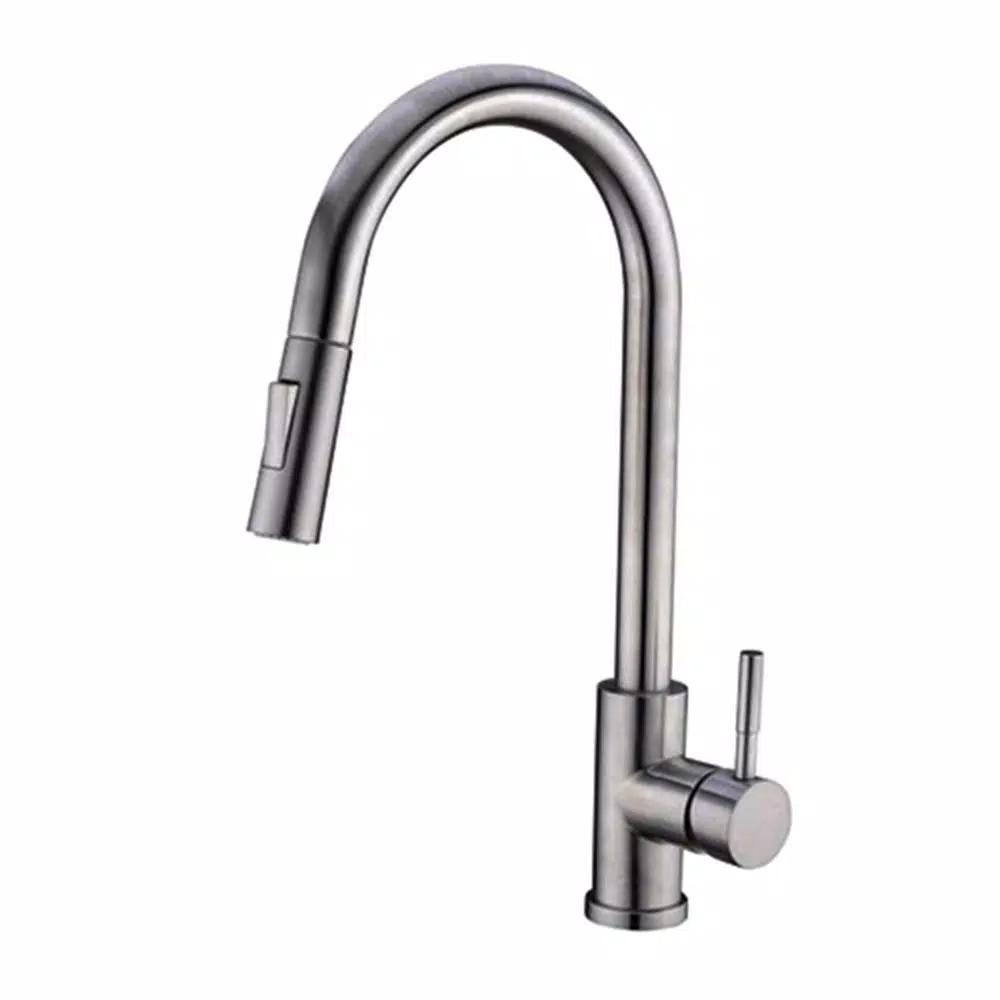 Vanity Art Chrome Single-Handle Pull-Down Kitchen Faucet with 360° Swivel Spout