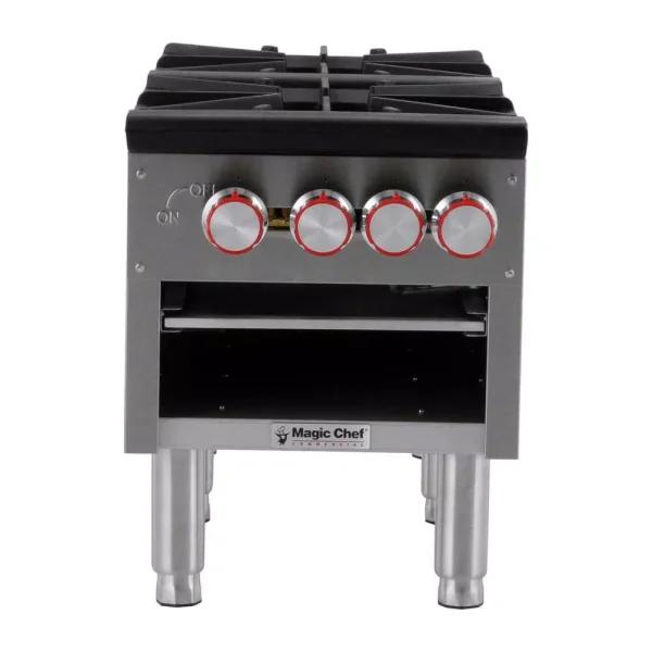 Magic Chef Commercial 2-Burner Natural Gas Stock Pot Range, 160,000 BTU, Stainless Steel