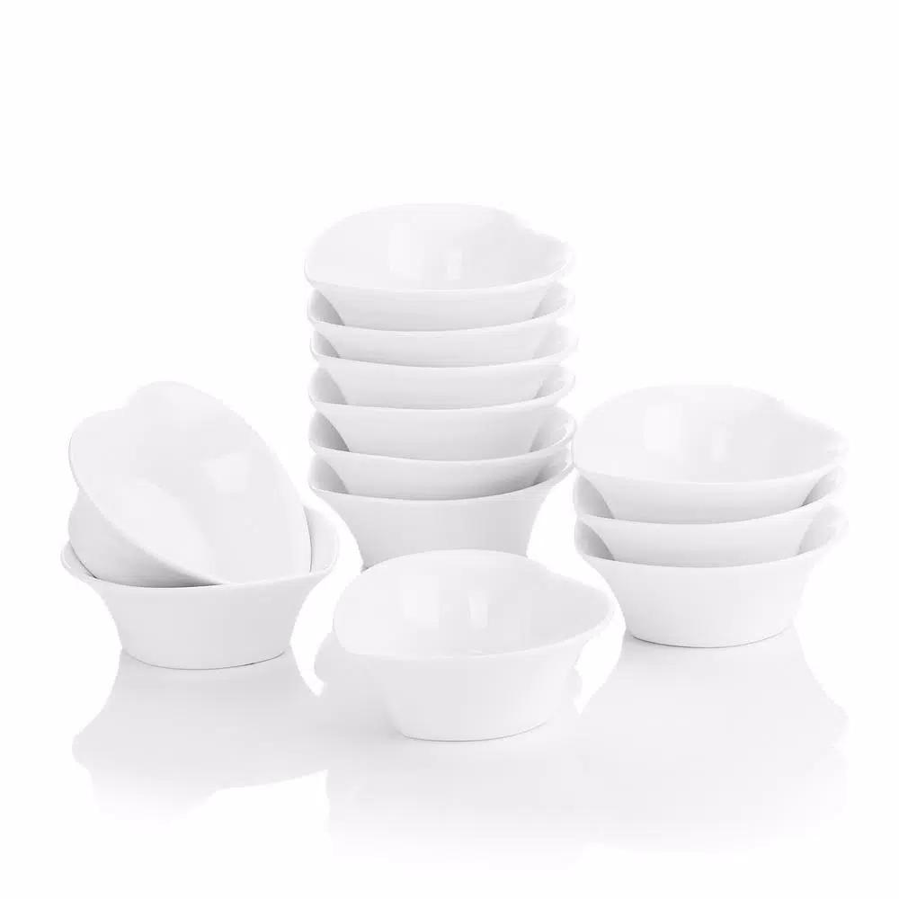 MALACASA 3.5 in. White Ceramic Ramekins Set, 12-Piece Souffle Dishes for Baking and Serving