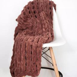 DONNA SHARP Rust Chenille Chunky Knit Throw Blanket, 40 x 50 in, Modern Solid Pattern thumbnail 1