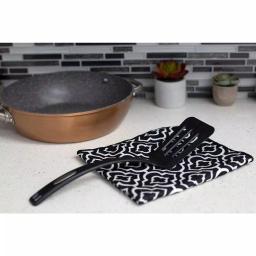 Unbranded Black Nylon Flexible Non-Stick Slotted Spatula with Curved Handle thumbnail 2