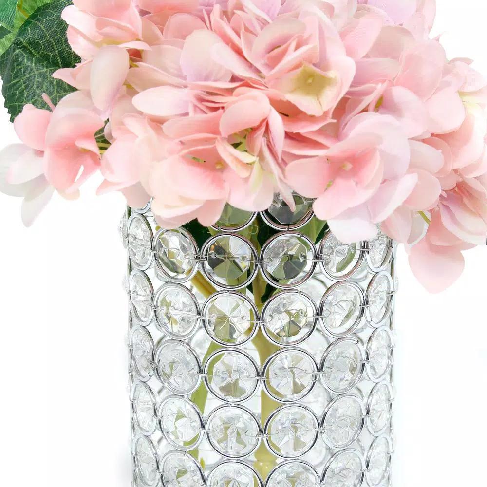 Elegant Designs 11.25 in. Chrome and K5 Crystal Cylinder Decorative Table Vase