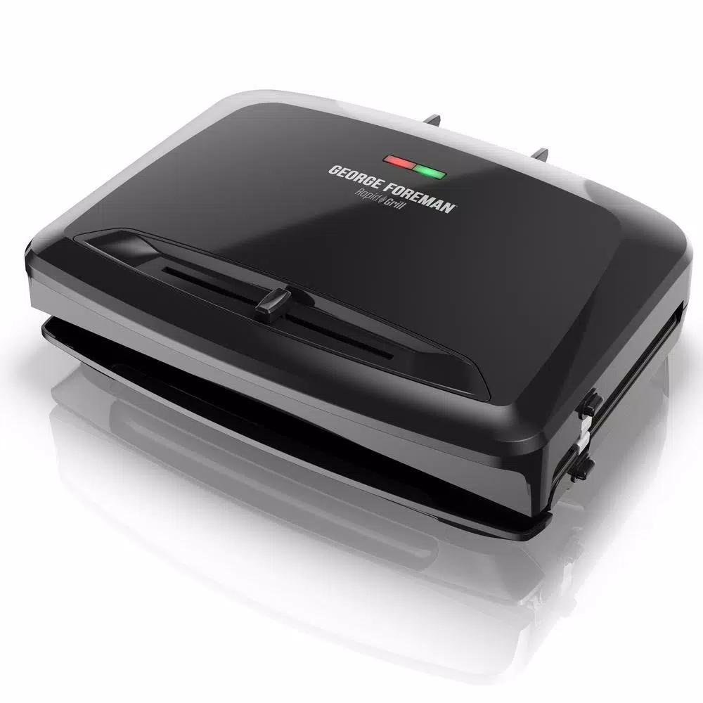George Foreman Rapid Grill 80 sq. in. Electric Indoor Grill and Panini Press, Black