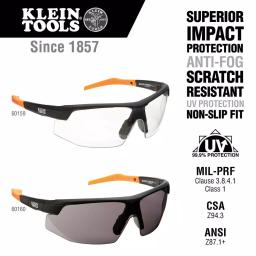 Klein Tools Safety Glasses, Clear Polycarbonate Lens, Anti-Fog & Scratch Resistant, Black/Orange thumbnail 2
