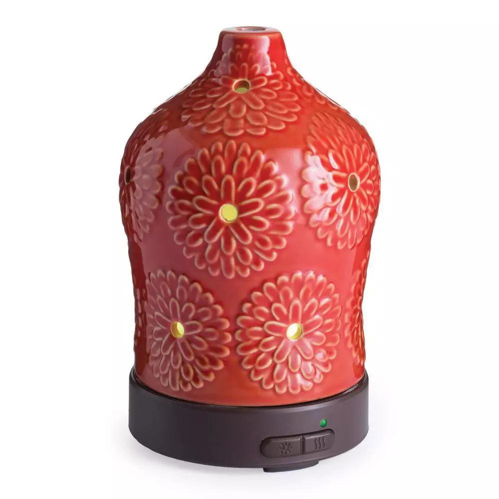 Airome Lotus Ultrasonic Essential Oil Diffuser, 9.3 in, Red/Orange Ceramic