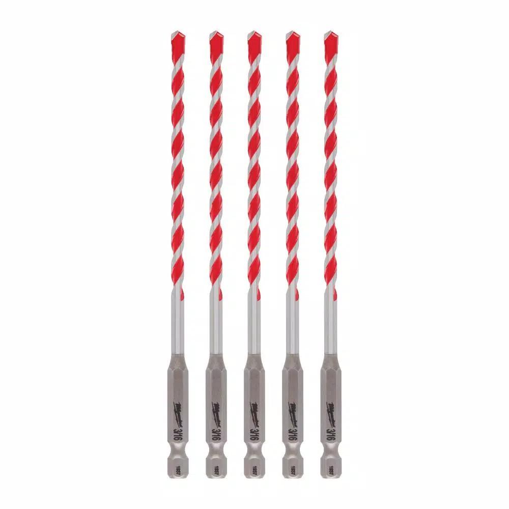Milwaukee SHOCKWAVE 3/16 in. Carbide Hammer Drill Bits, 5-Pack