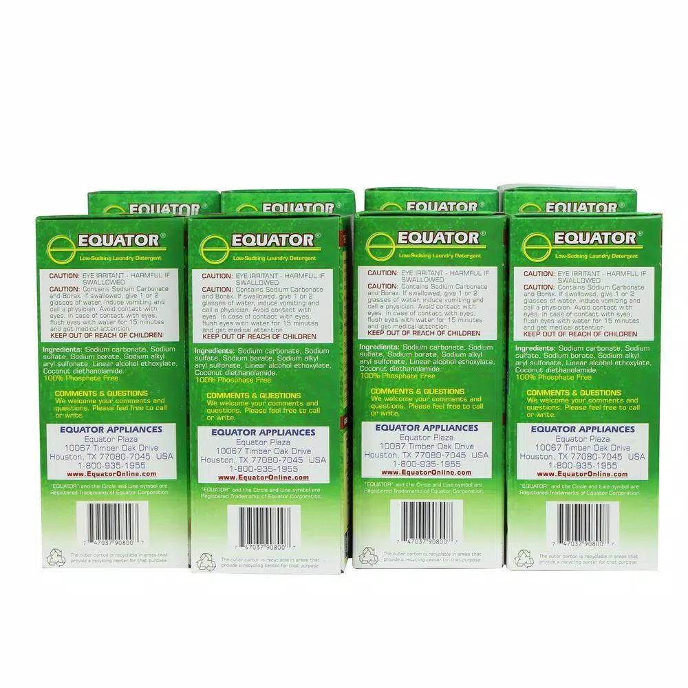 Equator HE Low-Sudsing Laundry Detergent Powder, Dye and Fragrance Free (Pack of 8 Boxes)