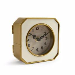 Zentique White and Gold Rounded Square Analog Desk Clock with Quartz Movement thumbnail 2
