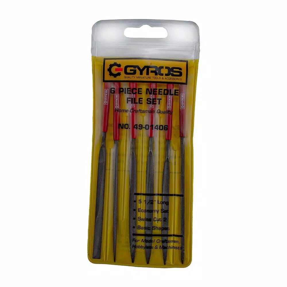 Gyros 5-1/2 in. 6-Piece Needle File Set with Rubber Grip Handles