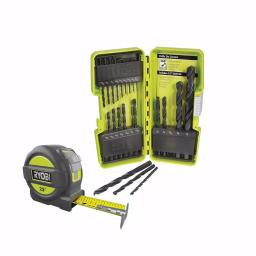 RYOBI 21-Piece Black Oxide Drill Bit Set with Bonus 25 ft. Tape Measure thumbnail 1