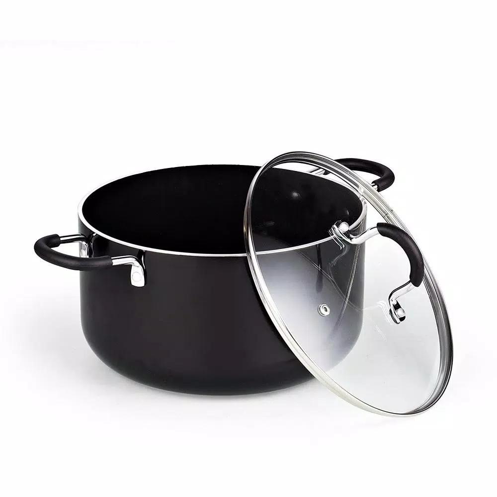 Cook N Home 8-Piece Aluminum Nonstick Cookware Set, Black