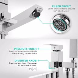 AKDY Freestanding Floor Mount Roman Tub Faucet with Hand Shower, Chrome thumbnail 3