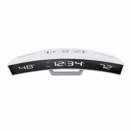 La Crosse Technology White Curved Digital Alarm Clock with Mirrored LED Display, Temperature, Humidity, and USB Charging Port thumbnail 4