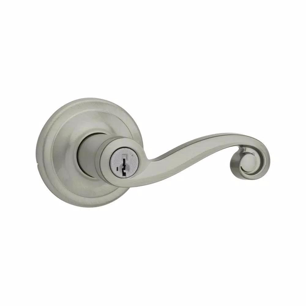Kwikset Lido Satin Nickel Exterior Entry Door Lever with SmartKey Security