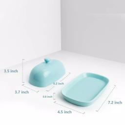 Sweese Porcelain Butter Dish with Lid - Turquoise, Modern Round Style thumbnail 2