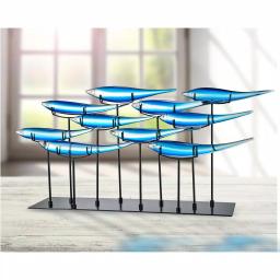 Dale Tiffany 19 in. Handcrafted Art Glass Fish Sculpture - 10 Piece Blue Tropical Fish Decor thumbnail 1