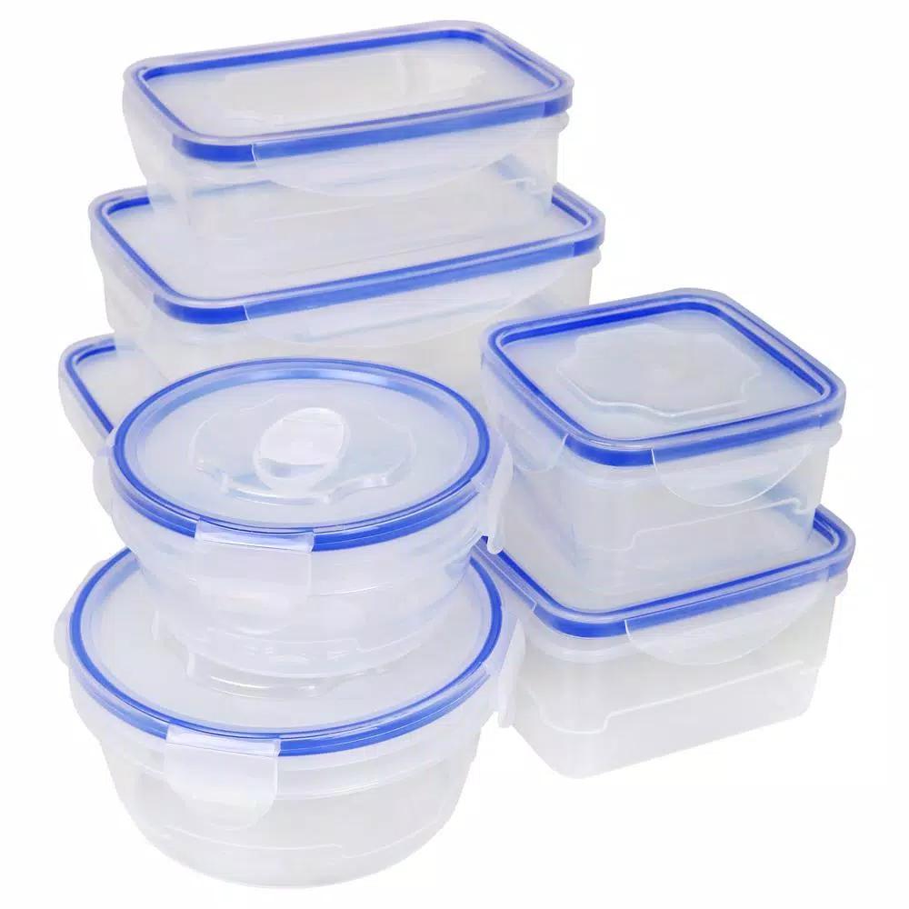 Kitchen Details 16-Piece Food Storage Container Set with Airtight Clip-Lock Lids, Blue